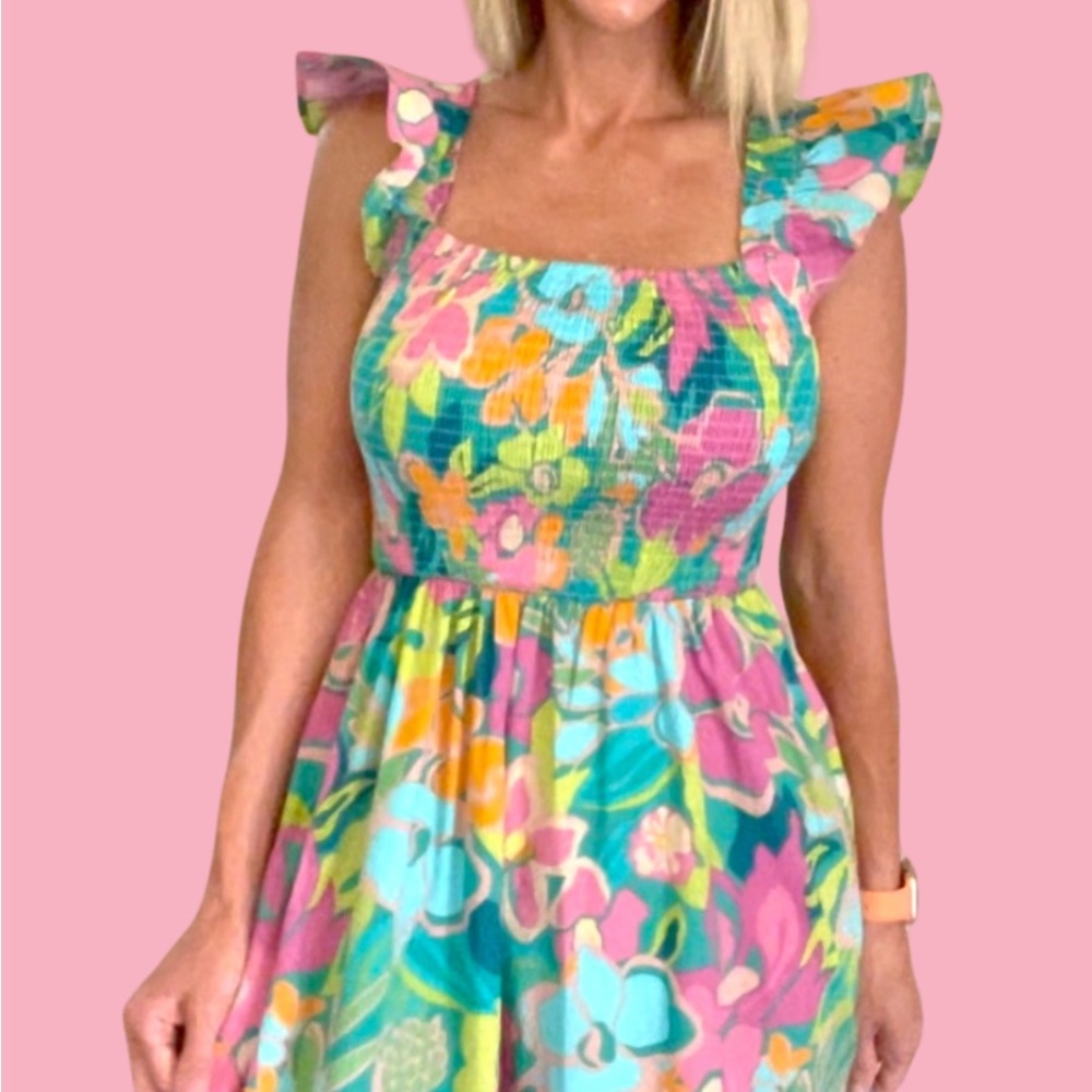 Floral Ruffle Sleeve Dress